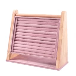 New Solid Wood Pink Velvet Jewelry Display Stand Ring Earrings Bracelet Necklace Watch Pendant Storage Display Stand