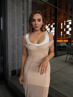 Mesh Overlay Lace Hem Slip Midi Dress Slim Spaghetti Strap Sheer 2026 Summer Elegant Women Bodycon Dress Retro Date Lady Gown