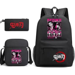 Demon Slayer Anime Print School Backpack Set 3Pcs with Shoulder Bag Pencil Case for Boys Girls
