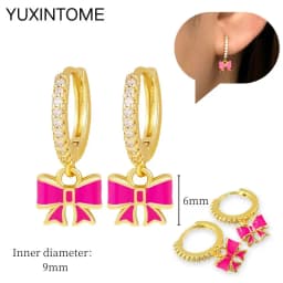 925 Silver Ear Needle Rose Red Hoop Earrings For Women Exquisite Water Drop/Flower/Heart Crystal Piercing Huggie Earring Jewelry