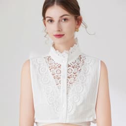 Elegant White Layered Doll Collar Half Shirt Blouse Detachable False Collar Ruffled High Neck Sweater Decorative Collar