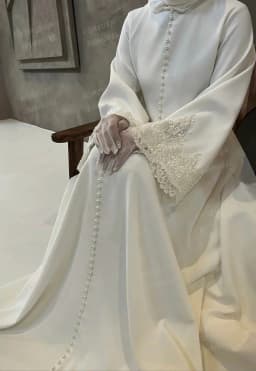 Simple Beading Arab Wedding Dresses A Line Woman's Formal Lace Long Sleeve Bride Gowns Customized Satin Vestidos De Novia Muslim