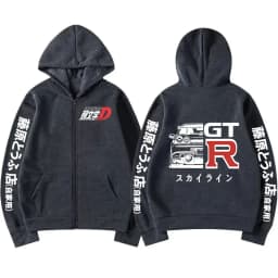 Anime Initial D Drift AE86 Zipper Hoodie Casual Vintage Zip Up Hooded Sweatshirts JDM Car Oversized Hoodies Cardigan Jacket Coat