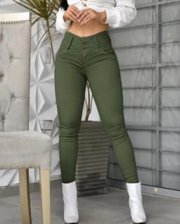 Women Solid Color Long Slim Khaki High Waist Tight Pants Ankle Length Pants Trousers