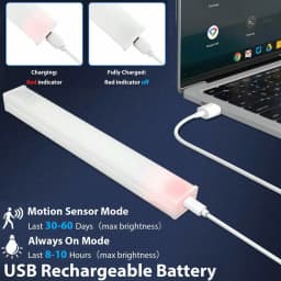 6pc Wireless Rechargeable LED Motion Sensor Cabinet Light - Ideal for Closet, Kitchen, Wardrobe, Stairs - Battery Operated Night