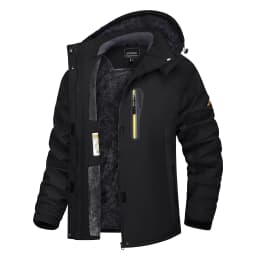 TACVASEN Womens Multi-pocket Ski Jacket with Detachable Hood Windproof Water-Resistant Fleece Lined Coat Wear-resistant Softshel