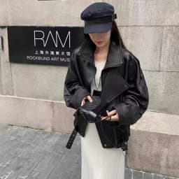 Spring Autumn Oversized Pu Leather Jacket Women Long Sleeve Zip Up Luxury Designer Retro Clothing Chic Street Locomotive Outwear