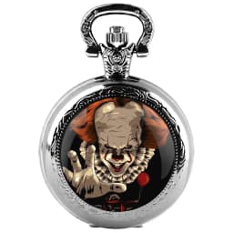 Creative Clown Design Glass Dome Quartz Pocket Watch Watch Children Student Birthday Gift Souvenir Men Women Necklace Pendant