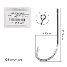 100pcs Silver Hooks High Carbon Steel Big Long Shank Fishing Hooks Sea Pint Hook Fishhook Set with Eyes Barb Fishing Accessories