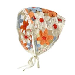 Creative Multicolor Knitting Flower Headband Little Daisy French Crochet Triangle Headscarf Spring Outing Pastoral Style Scarf