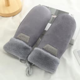 Winter Women Keep Warm Thickened Fleece Suede Halter Gloves Cute Lovely Sweety Cold Protection Mittens