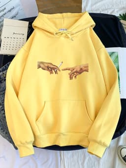 Hoodies Women's Two Hands And a Cigarette Graphic Print Hoodiest Thirteen Colors Harajukua Style Casual Top Women Street Style