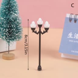 Miniature Christmas Street Lamp Post LED Lights Park Bench & Streetlight Micro Landscape Fairy Garden Ornament Dollhouse Decor