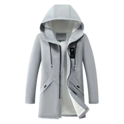 Mens Cotton Windproof Solid Color Coats Parkas Jackets for Men Long Hooded Coat Winter New Warm Thick Fleece Parkas Jacket