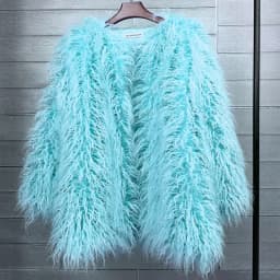 Mongolia Sheep Fur Women Medium Long Coat Jacket Colorful Warm Faux Fur Plush Coats Female Jacket Autumn Winter Furry Outerwear