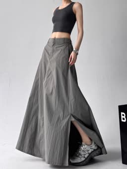 SuperAen 2025 Summer New Solid Skirt for Women Sweet High-waisted High Street A-line Long Skirts