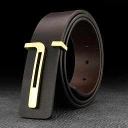 High Quality Casual T Letter Belt Men Leather Smooth Buckle Fashion Personality Belt Young Men Casual Cowhide Ceinture Homme