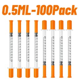 100/200PCS 0.5/1ml Syringes with Needle Individual Packaging Pain-Free for Laboratory And Insulin Syringe Pet Supplies