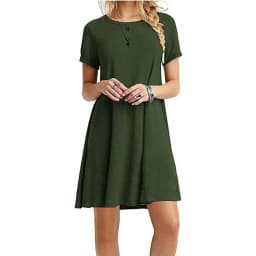 Summer Women Solid Color Dress Short Sleeve Mini Causal Dresses O-Neck Basic A-line Floral Printed Leopard Thick Vestidos