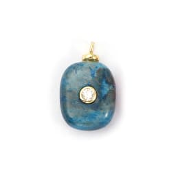 1 Piece Brass Charms Natural Stone 18K Gold Plated Geometric Cubic Zirconia Round Rhombus Shape Pendant DIY Necklace Making