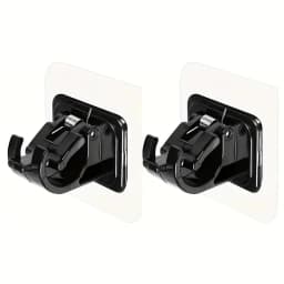 12/2pcs No Drill Curtain Rod Brackets Self-Adhesive Curtain Rod Holder Hook Adjustable Wall Curtain Fixed Clip Hanging Rack