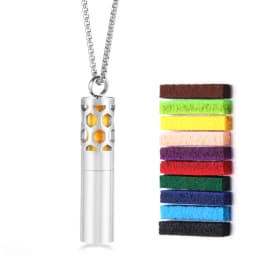 Cylindrical Aromatherapy Essential Oil Diffuser Necklace Storage Bottle Stainless Steel Pendant Fashion Perfume Lockets Jewelry