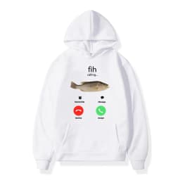 Fih Calling Remind Me Message Decline Accept Phone Call Fish Hoodies Funny Fishman Outfit Sweatshirt Men Women Fleece Pullovers