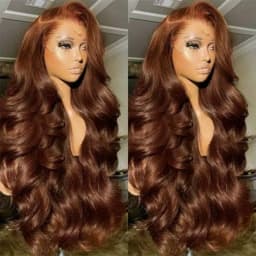 Body Wave 34 Inch 13x4 Chocolate Brown HD Lace Front Wigs Human Hair Brazilian Colored 13X4 Transparent Lace Front Wig Body Wave