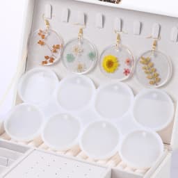 8/12pcs DIY Epoxy Earrings Charms Silicone Mold Round Oval Pendants Resin Mold For Jewelry Making Keychain Tag Casting DIY Craft
