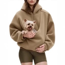 Women Solid Hooded Fleece Oversized Pullover Sweatshirt With Pet Pocket Autumn Winter Casual Top Ladies Cozy