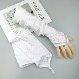 Sexy Lace Gloves Latin Stage Dance Stage Performance Arm Sleeves Female Mesh Flash Drilling Rhinestone Half Finger Gloves S155