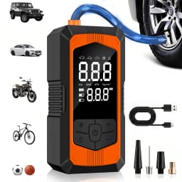 Portable Tire Inflator 150PSI, 3X Faster Wireless Air Pump, Digital Display, LED Light, USB Charging for Car, Moto, Bike, Ball