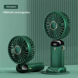 Portable Handheld Mini Fan Foldable Neck Hanging Fans 5 Speed USB Rechargeable Fan with Phone Stand and Display Screen 1800mAh