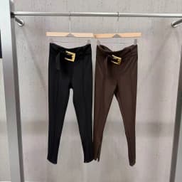 High Street Pants Women's High Waisted Slimming Black Casual Pants Metal Buckle Decoration Hanging Elastic Slim Fit Pants