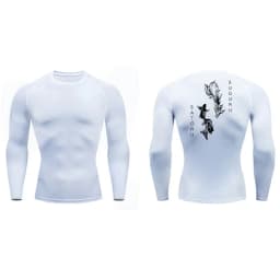 Sword Print Long Sleeve Compression Shirt for Men Athletic Quick Dry Tshirts Tops Gym Workout Running Baselayers Undershirts