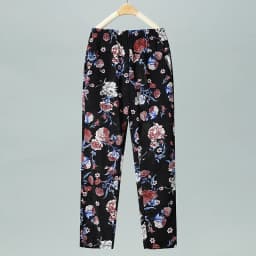 Summer Thin Nine Points Ice Silk Loose Straight Leg Pants High Waist Floral Design for Mom And andma Comfortable Casual Tro...