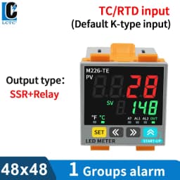 LCTC PID Temperature Controller SSR+Relay 4-20mA Output PID Regulator TC/RTD Input Digital Instrument 48*48 48*96 72* 72mm