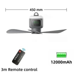 Remote Control Large Size Ceiling Fan USB Wireless Cooling Fan 12000\8000mAh Portable LED Night Light Camping Fan Ceiling Fan