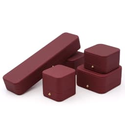 Wine Red Leather Jewelry Gift Packaging Box Wedding Ring Necklace Pendant Gift Box Brooch Long Chain Exquisite Gift Case