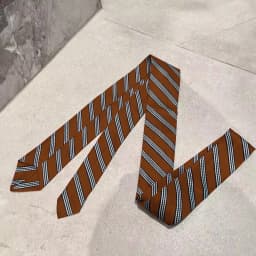 Women's Retro Wine Red Striped Necktie Hand-tied Scarf Neck Accessory Paired Stylish Distinctive Jeans Belt Layering Accessory
