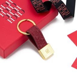 CH Embossed Monogram Leather Keychain Gold Plated Key Ring Luxury Stylish Key Holder Gift Daily Use Fashion Accessory Trendy