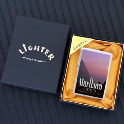 Marlboro Creative and Personalized Grinding Wheel Kerosene Lighter Gift Box World-famous Scenic Spots Men's Gift Wholesale