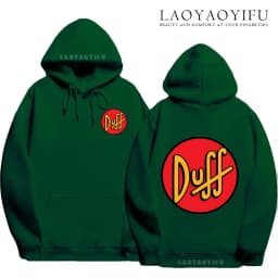 The Simpsons Duff Beer Circle Logo V2 Hoodie Funny Retro Street Fashion Men's Gift Long Sleeve Design Printed Family Pullover