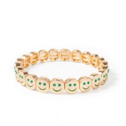 2024 New Gold Color Bangle Happy Elastic Bracelets For Women Beaded Accessory