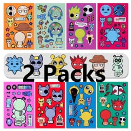 8/16/24sheets Cute Sprunkie Stickers Make Your Own Sprunkie Sticker Make A Face Stickers Kids Game Cartoon DIY Party Supplies