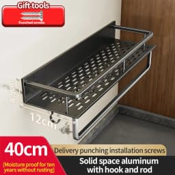 Aluminum Kitchen Rack Kitchen Shelf Toilet Storage No Drill Hanging Rack Bathroom Organizer Hang on the Wall Kitchen