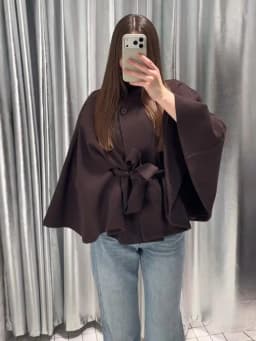 Women's Windbreaker Belted Cape Coat Oversized Jacket Stand Collar Top Autumn Single Breasted Loose Woolen Jackets Woman Clothes
