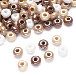 20Pcs 15mm White Brown Acrylic Round Big Hole Beads Loose Spacer Bead For DIY Necklace Bracelet Earring Jewelry Making Accessory