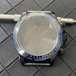 VK63 Watch Case with Sapphire Glass Stainless Steel Case with Ceramic Bezel Men's Watch Accessories for VK63 Quartz Movement