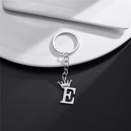 Unique DIY Crown Stainless Steel A-Z Letters Pendant Keychains for Men Women 26 Alphabet Car Key Ring Name Jewelry Keyrings Gift